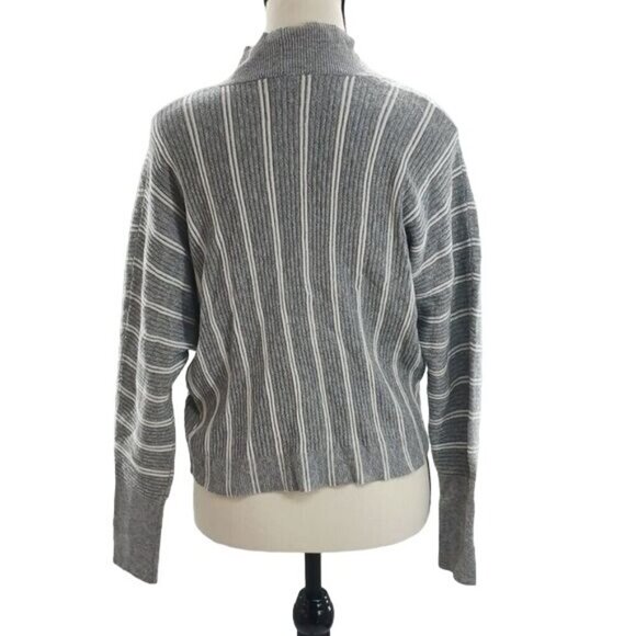 Express Cardigan Sweater Gray Striped Dolman Sleeve Ribbed Stretch Womens Size S - Picture 4 of 6